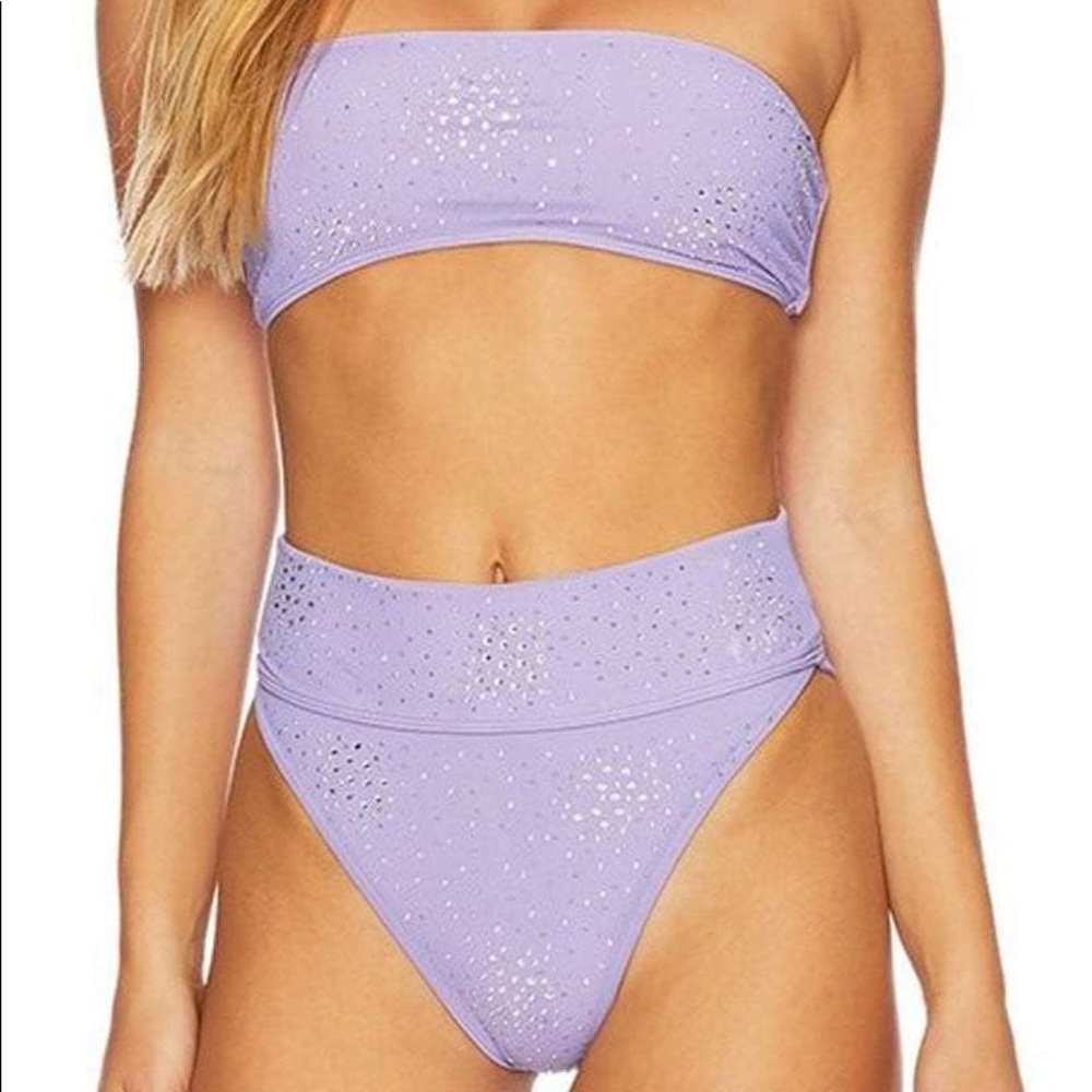 Beach Riot Kelsey Purple Rhinestone Bikini Set